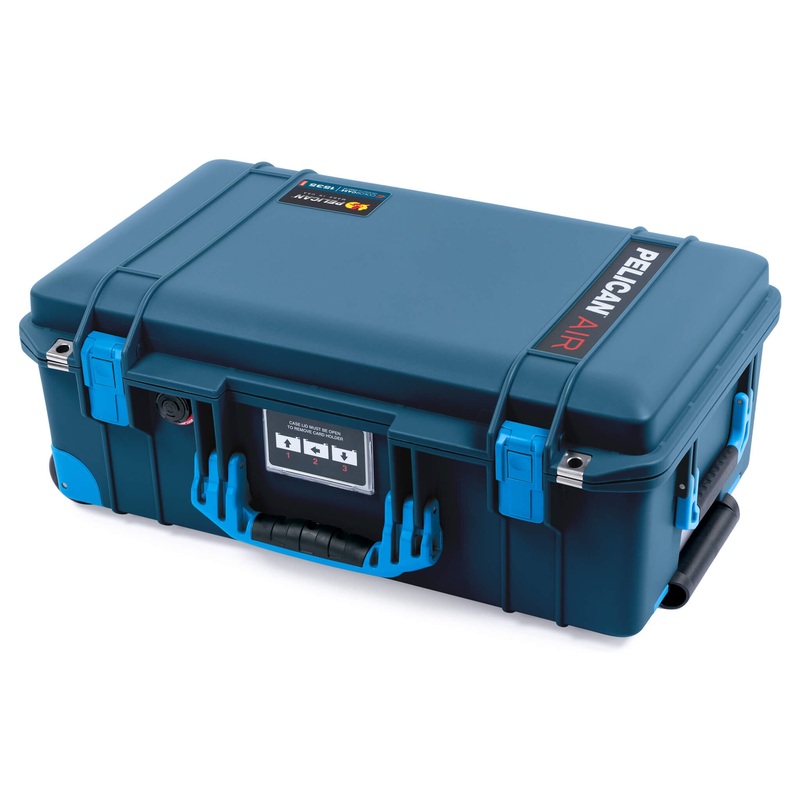 Pelican 1535 Air Case, Deep Pacific with Blue Handles, Latches & Trolley