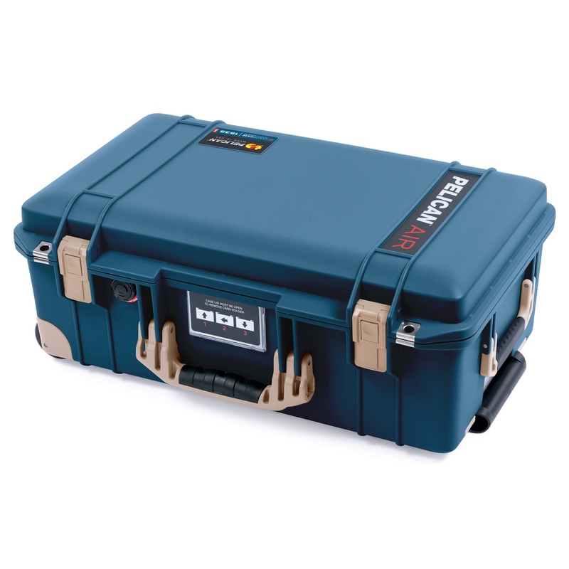Pelican 1535 Air Case, Deep Pacific with Desert Tan Handles, Latches & Trolley