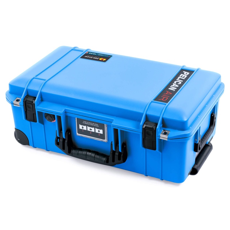 Pelican 1535 Air Case, Electric Blue with Black Handles, Latches & Trolley