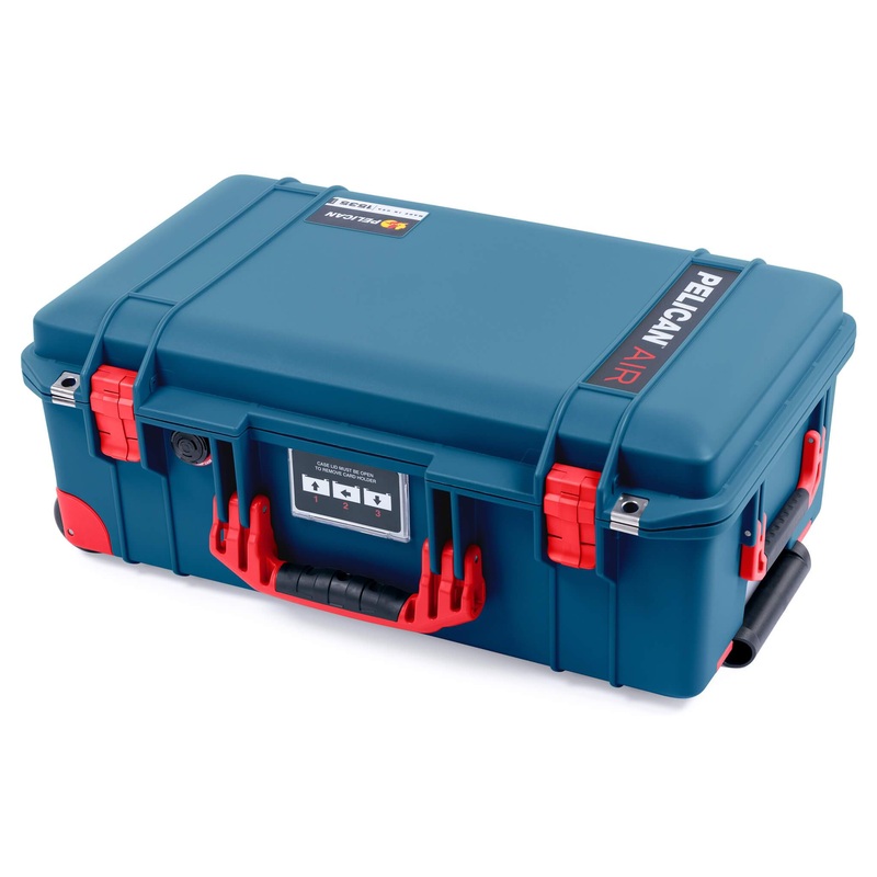 Pelican 1535 Air Case, Indigo with Red Handles, Latches & Trolley