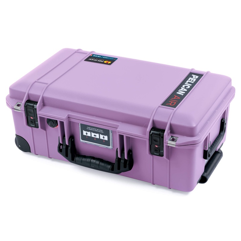 Pelican 1535 Air Case, Lilac with Black Handles, TSA Locking Latches & Trolley