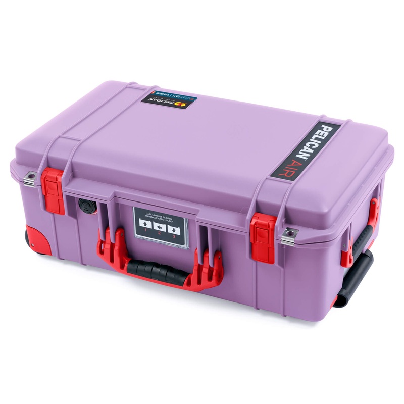 Pelican 1535 Air Case, Lilac with Red Handles, Latches & Trolley