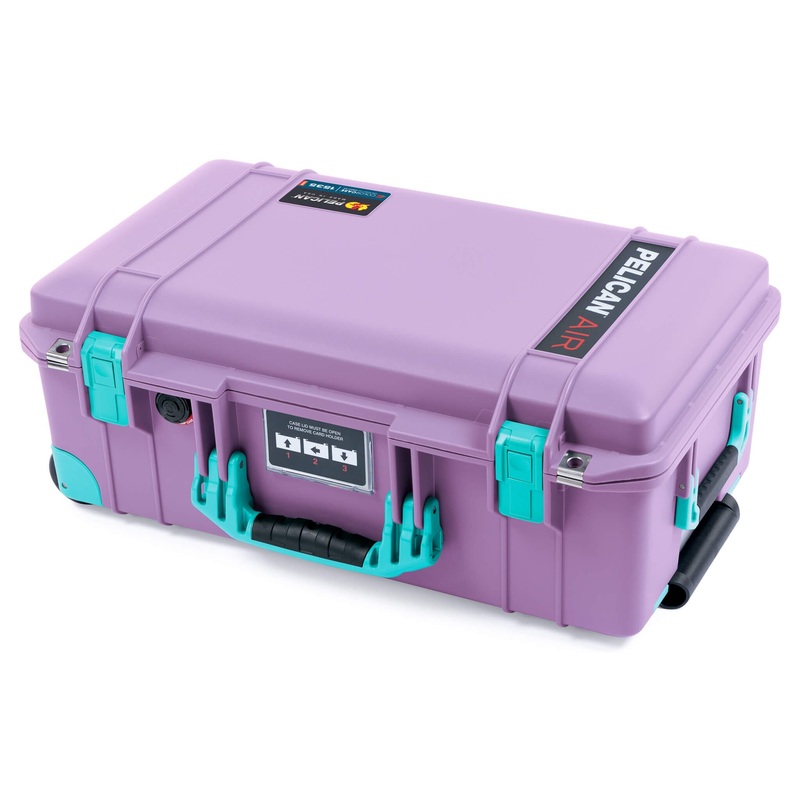 Pelican 1535 Air Case, Lilac with Teal Handles, Latches & Trolley