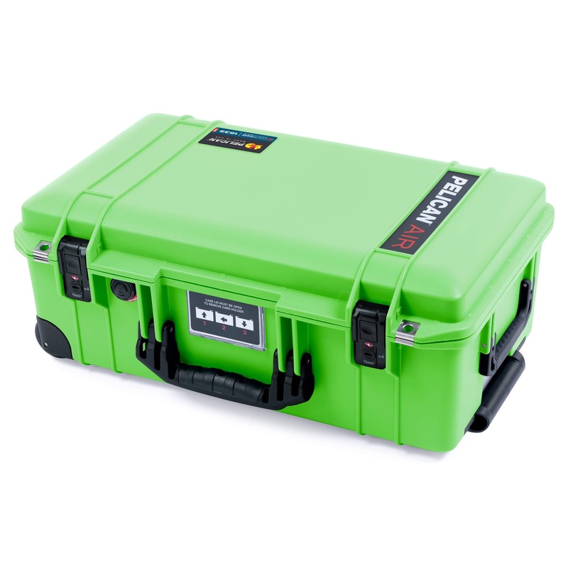 Pelican 1535 Air Case, Lime Green with Black Handles, TSA Locking Latches & Trolley