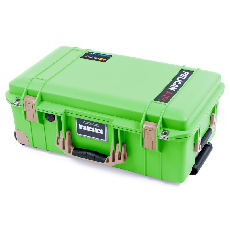 Pelican 1535 Air Case, Lime Green with Desert Tan Handles, Latches & Trolley