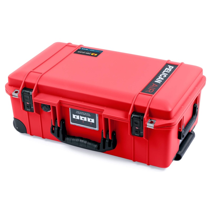 Pelican 1535 Air Case, Red with Black Handles, TSA Locking Latches & Trolley