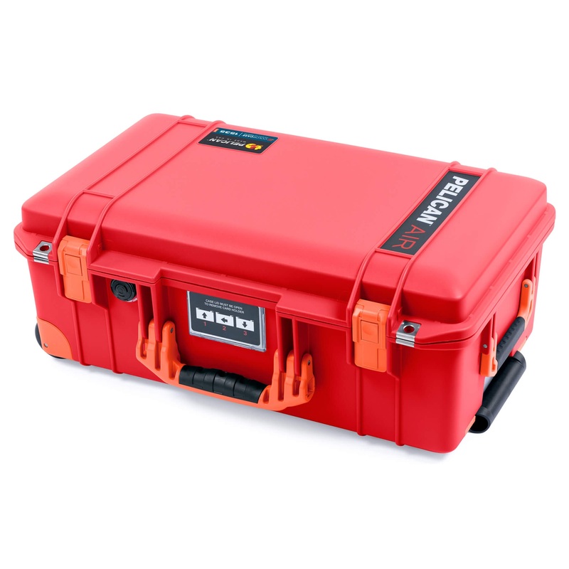 Pelican 1535 Air Case, Red with Orange Handles, Latches & Trolley