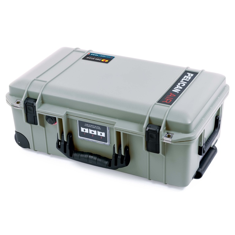 Pelican 1535 Air Case, Sage with Black Handles, Latches & Trolley