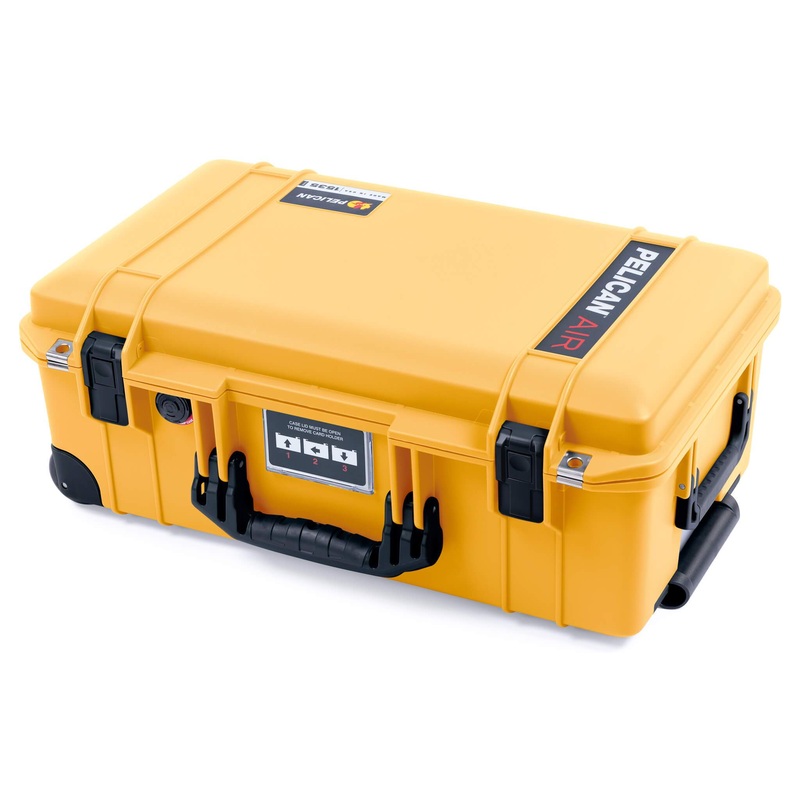 Pelican 1535 Air Case, Yellow with Black Handles, Latches & Trolley