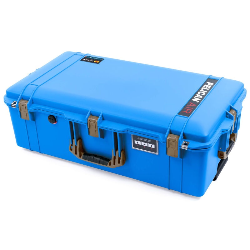 Pelican 1615 Air Case, Electric Blue with Dark Desert Dirt Handles, Latches & Trolley