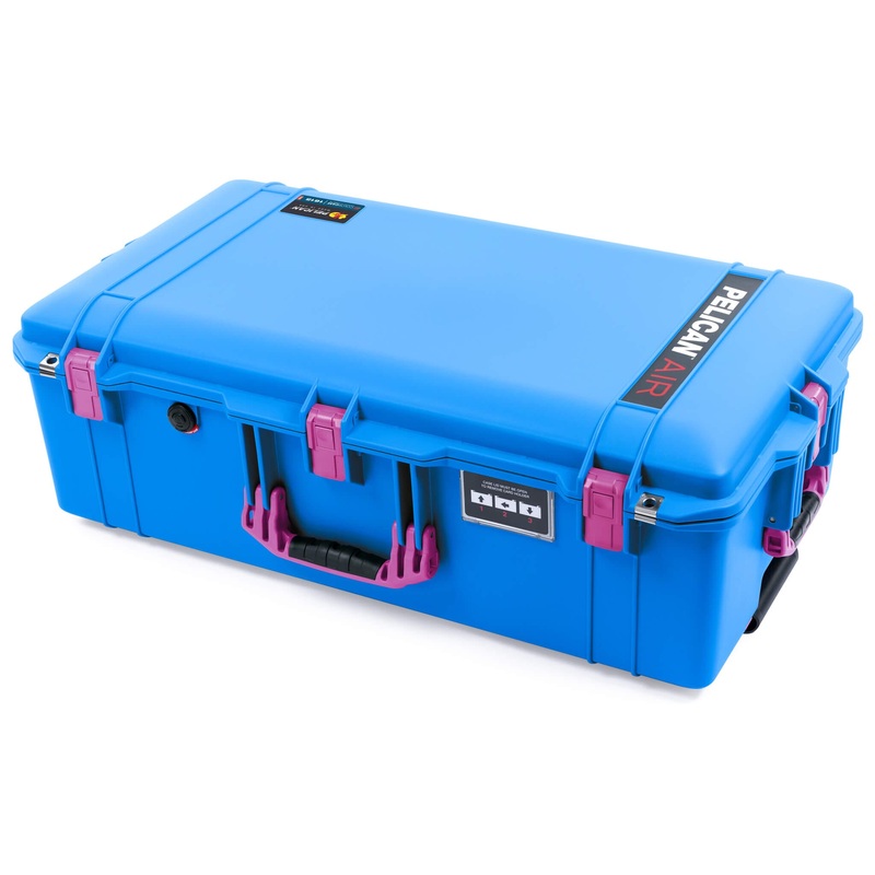 Pelican 1615 Air Case, Electric Blue with Magenta Handles, Latches & Trolley