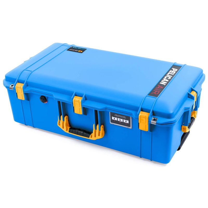 Pelican 1615 Air Case, Electric Blue with Yellow Handles, Latches & Trolley
