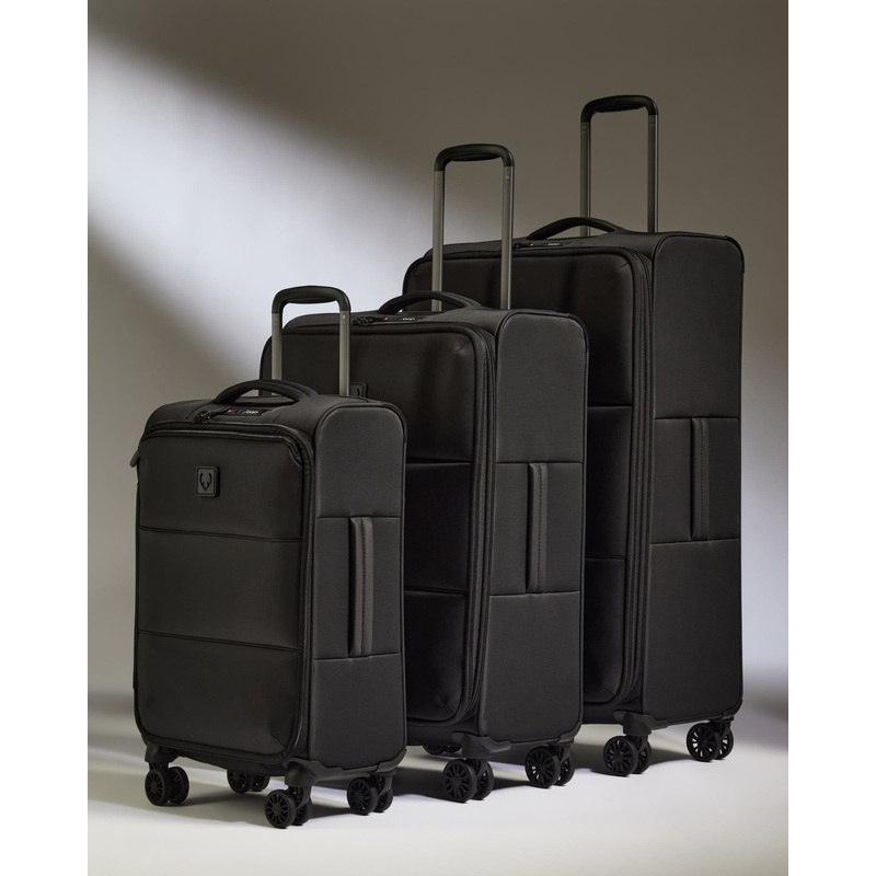 Lightest Suitcase Set in Black - Soft Stripe 2.0