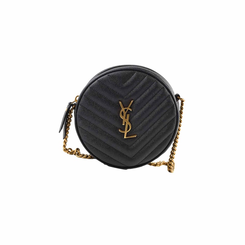 Saint Laurent Round Quilted Leather Black