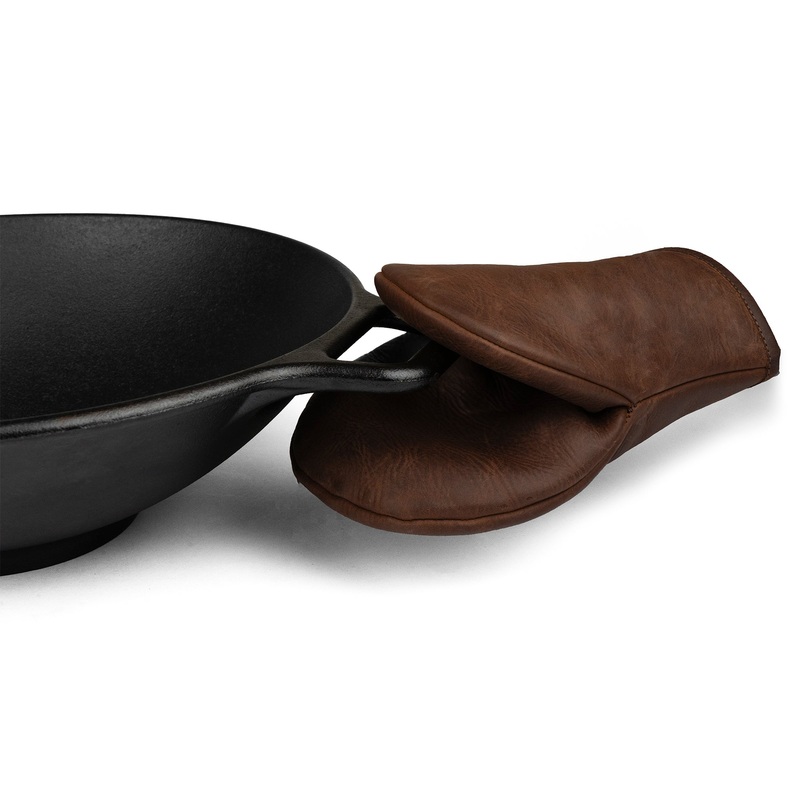 Dual-Hand Leather Oven Mitt