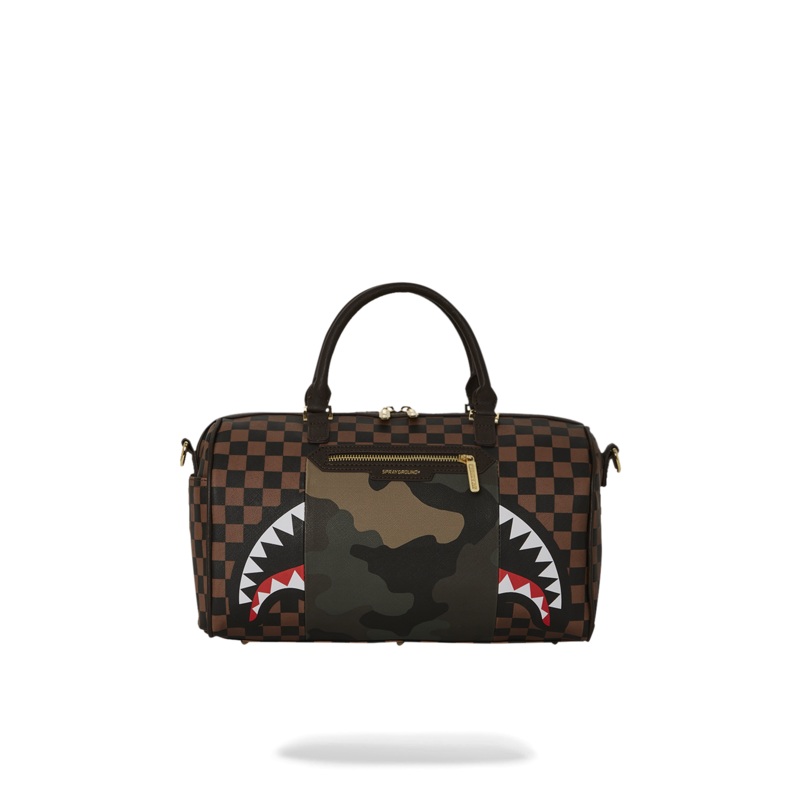 EXTERIOR GOLD ZIP POCKET SHARKS IN PARIS MINI DUFFLE