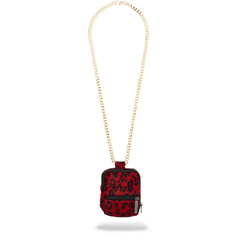 FUR RED LEOPARD BACKPACK CHAIN