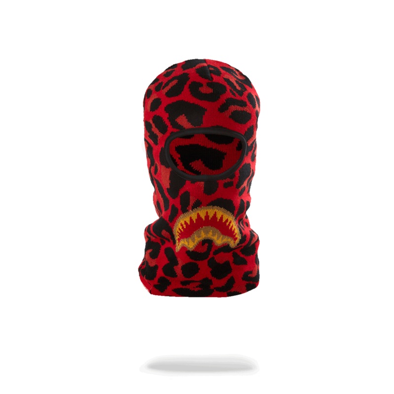 RED LEOPARD GOLD SHARK MOUTH SKI MASK