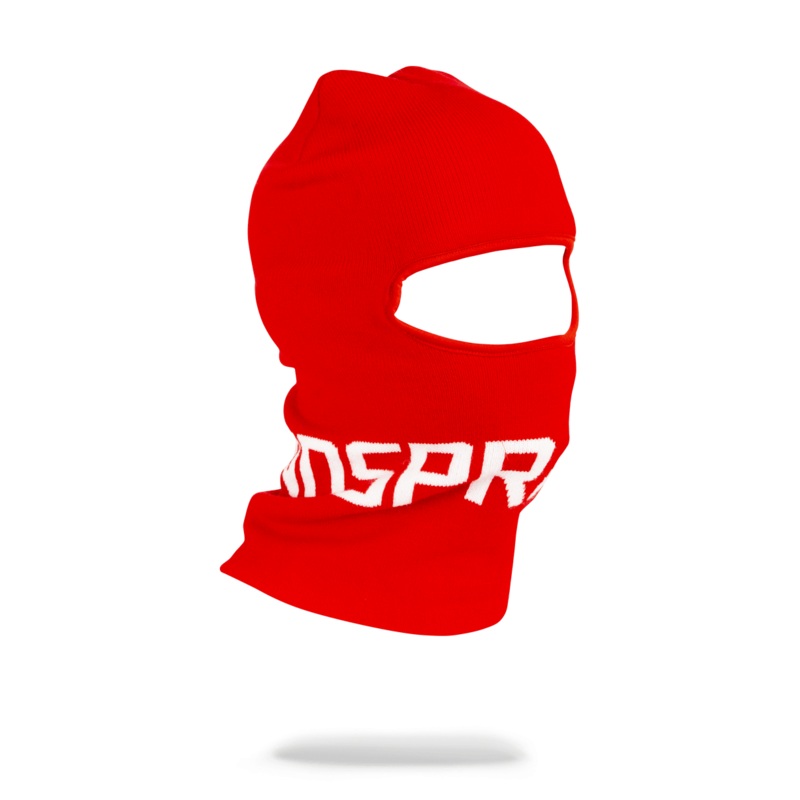RED SPRAYGROUND LOGO SKI MASK