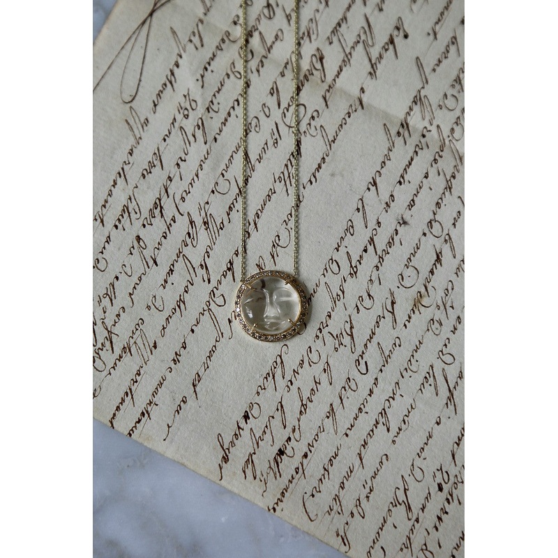 Necklace Moon Gold-14k-Crystal