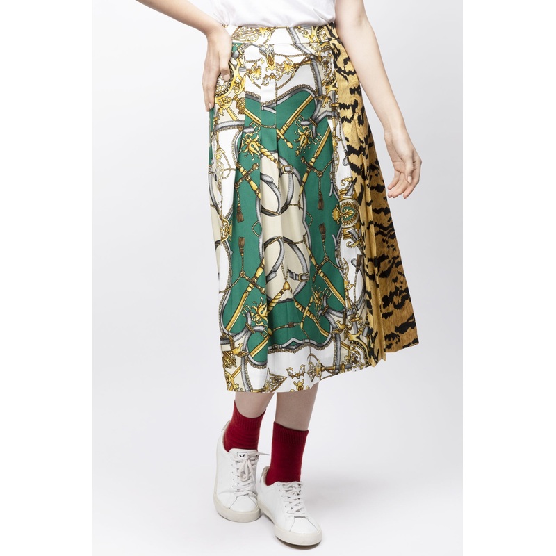 Mixed Print Midi Skirt