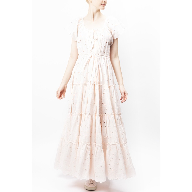Tie-neck Tiered Cotton Dress