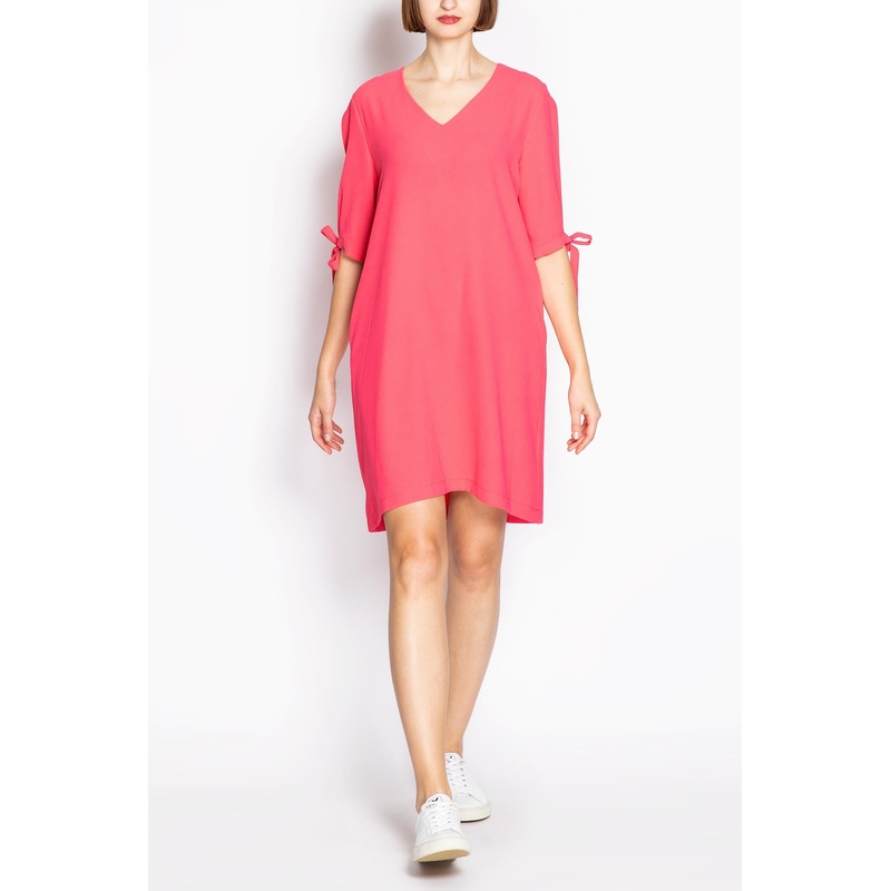 Tie-Sleeve V-Neck Shift Dress