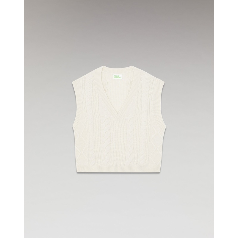 Vest Cable Knit Sl 2301wps00992 9000-Ecru