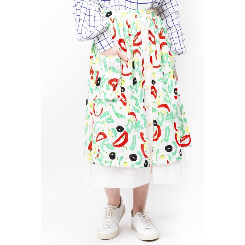 Abstract Printed Cotton Skirt