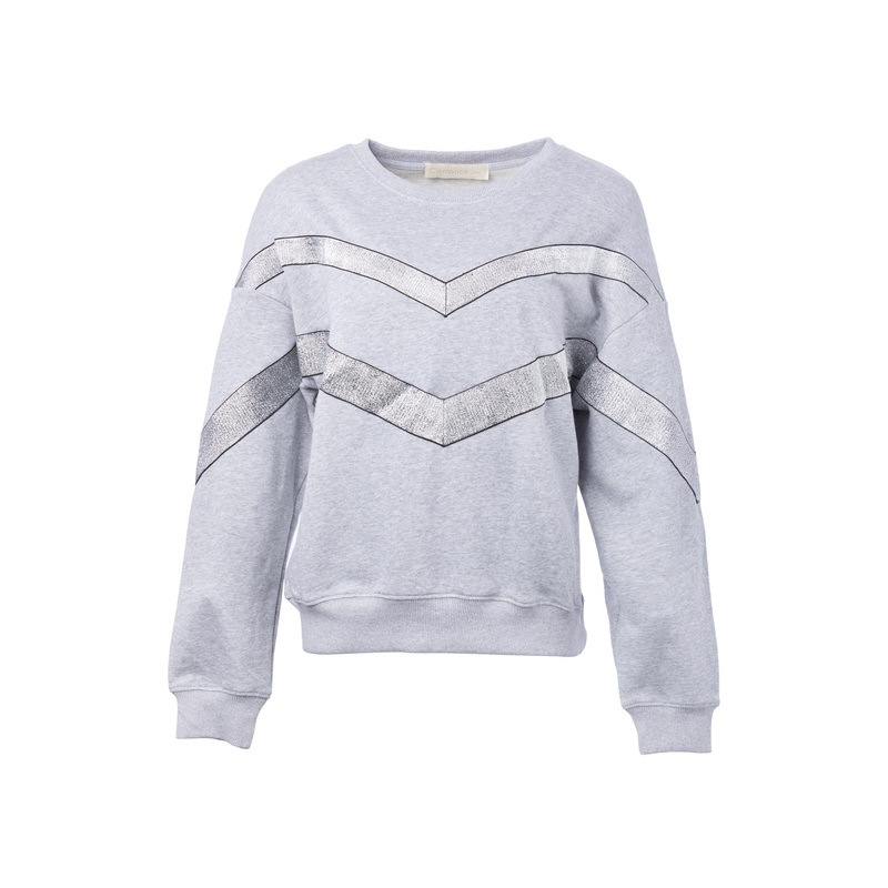 Metallic Rib Trimmed Sweatshirt