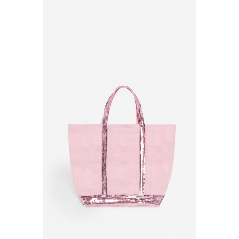 Tote Bag Linen Cabas M Ve31-v40413 Rose-Ancien
