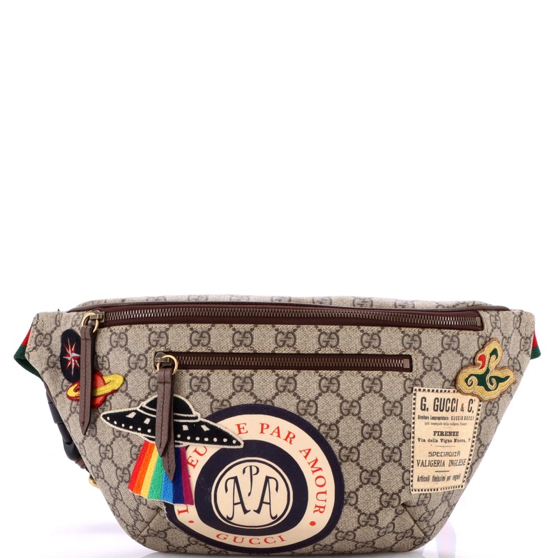 Courrier Zip Belt Bag GG Coated Canvas with Applique
