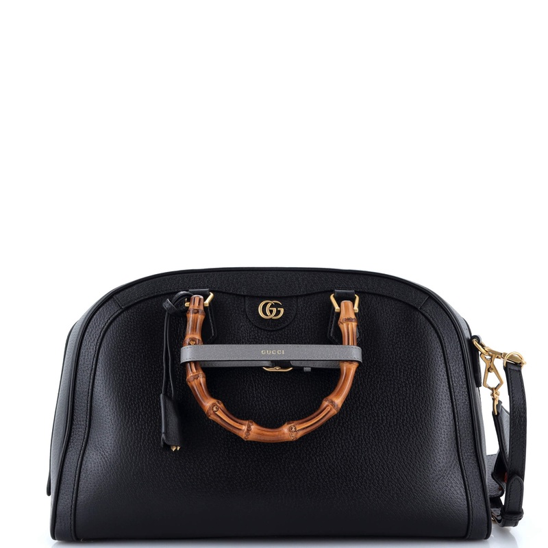 Diana NM Bamboo Handle Duffle Bag Leather Medium