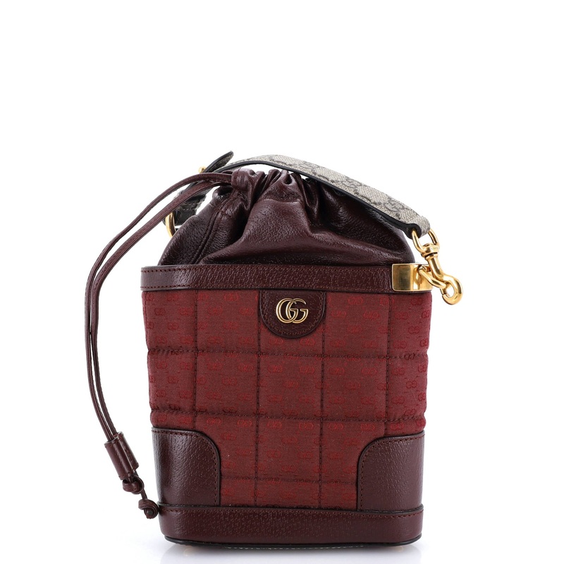 Drawstring Bucket Crossbody Bag Quilted Mini GG Canvas and Leather with GG Coated Canvas Mini