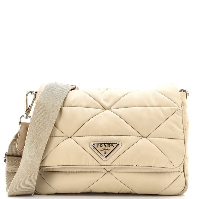 Padded Flap Shoulder Bag Quilted Tessuto