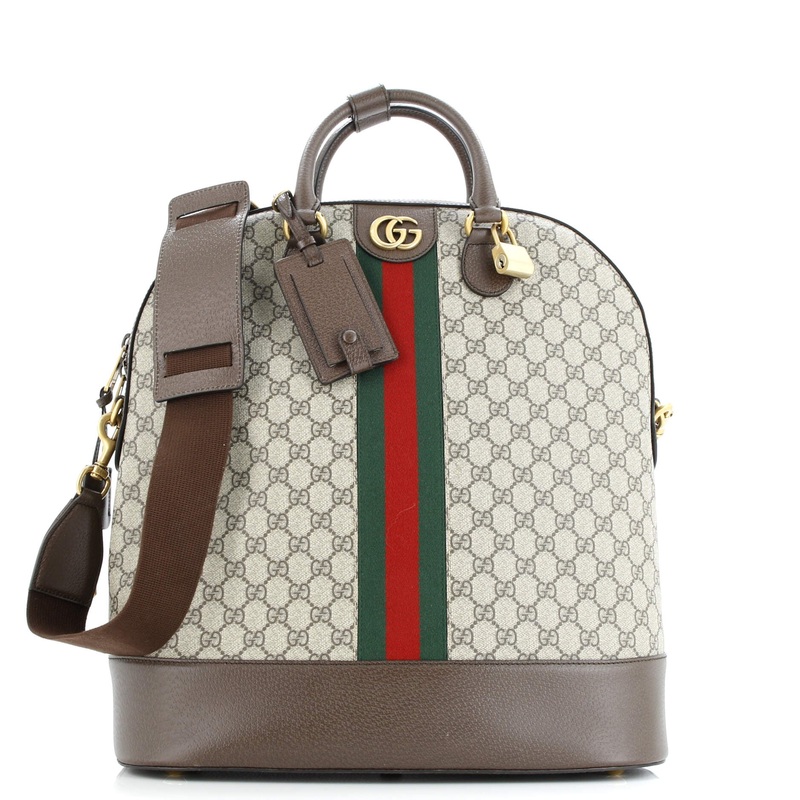 Savoy Web Bowling Tote GG Coated Canvas and Leather Small