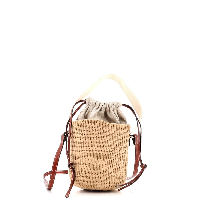 Woody Basket Tote Woven Raffia Small