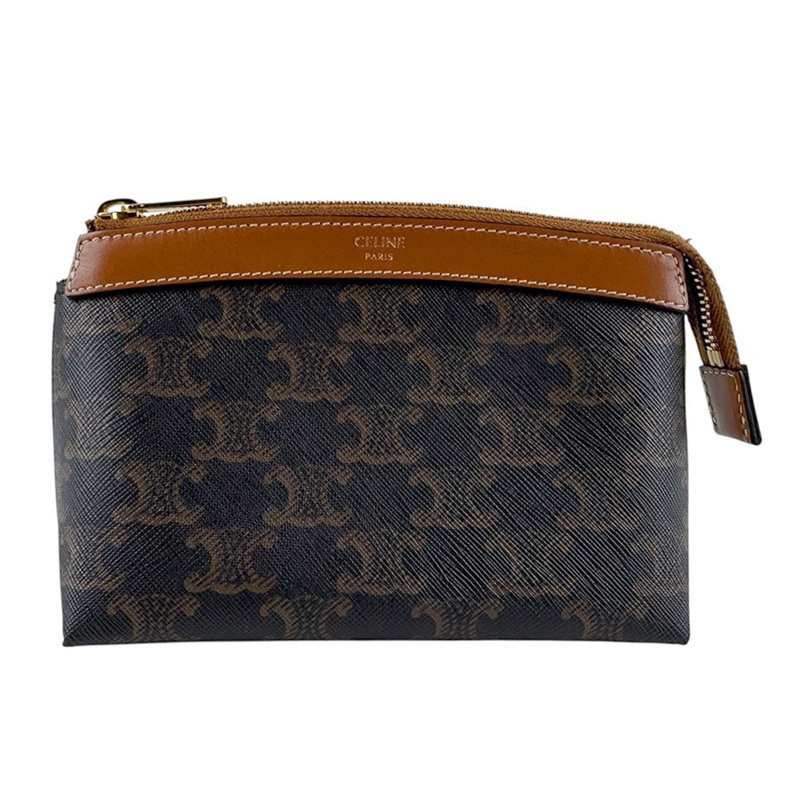 Zip Around Chain Clutch Triomphe Coated Canvas
