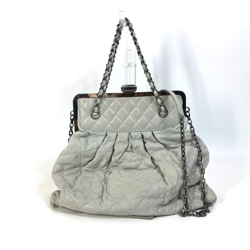 Chic Quilt Frame Shoulder Bag Quilted Iridescent Calfskin Large