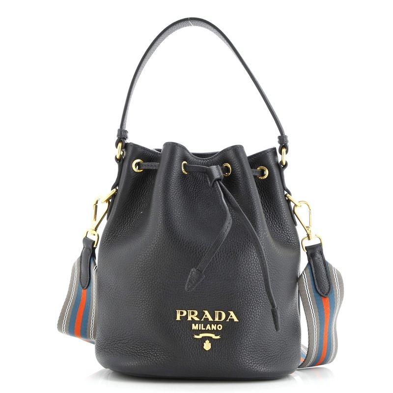 Dual Strap Top Handle Bucket Bag Vitello Daino Small