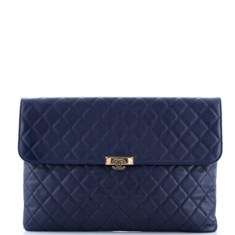 Golden Class O Case Clutch Quilted Caviar Large