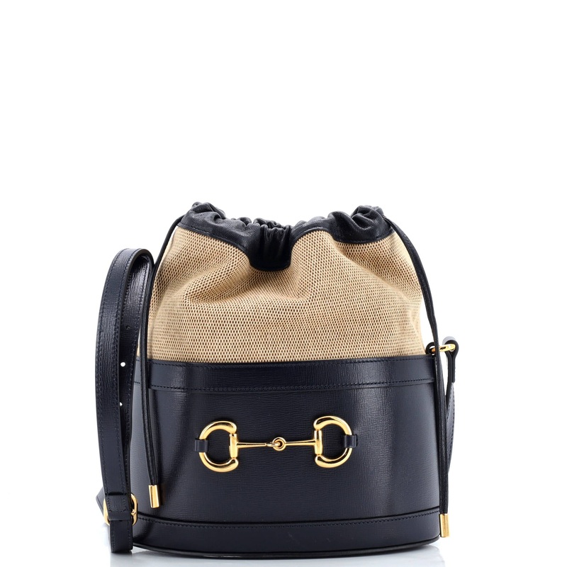 Horsebit 1955 Bucket Crossbody Bag Leather and Canvas Small