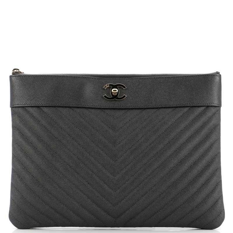 Mademoiselle Vintage O Case Clutch Chevron Caviar Medium