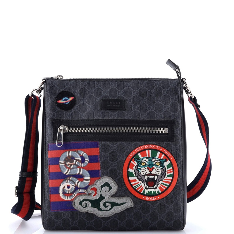 Night Courrier Zip Messenger GG Coated Canvas with Applique Medium