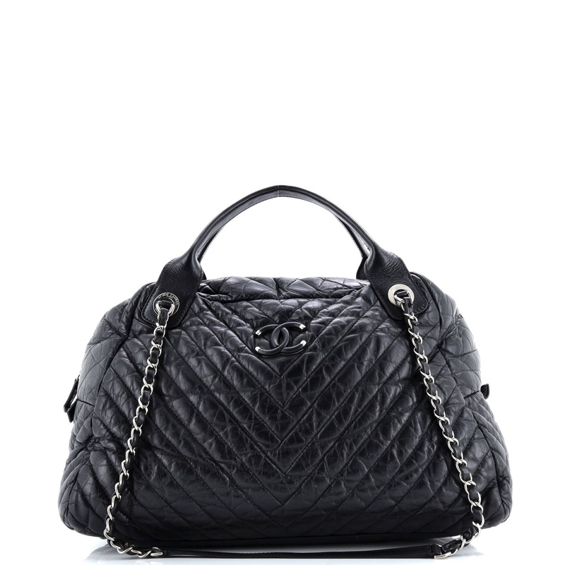 Soft Bowling Bag Chevron Aged Calfskin Large
