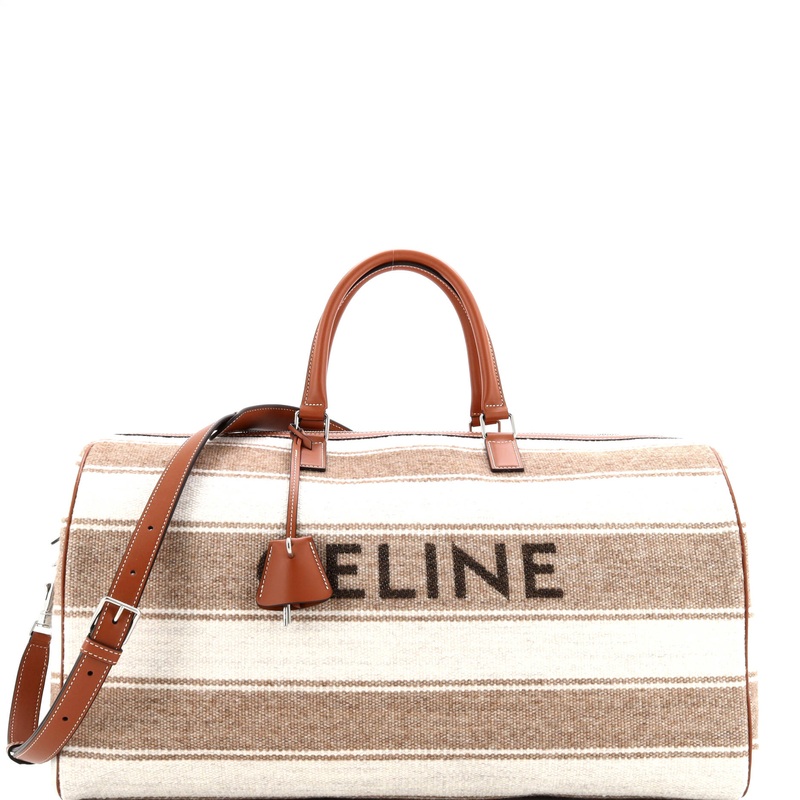 Travel Duffle Bag Striped Jacquard Textile Large