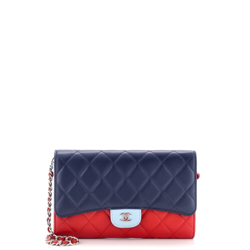 Wallet on Short Chain Quilted Lambskin