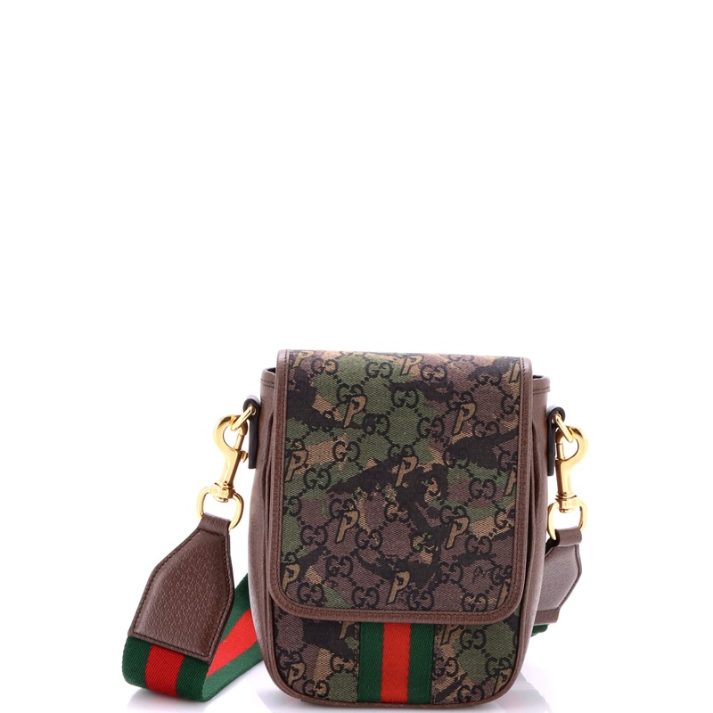 x Palace Web Flap Messenger GG-P Camouflage Canvas and Leather Small