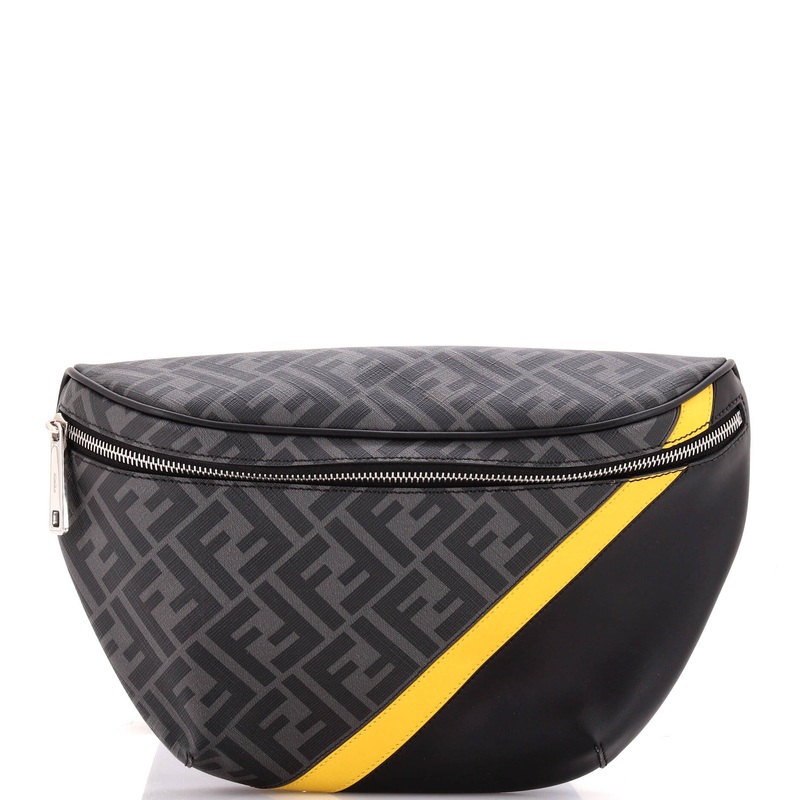 Zip Belt Bag Zucca Coated Canvas and Leather
