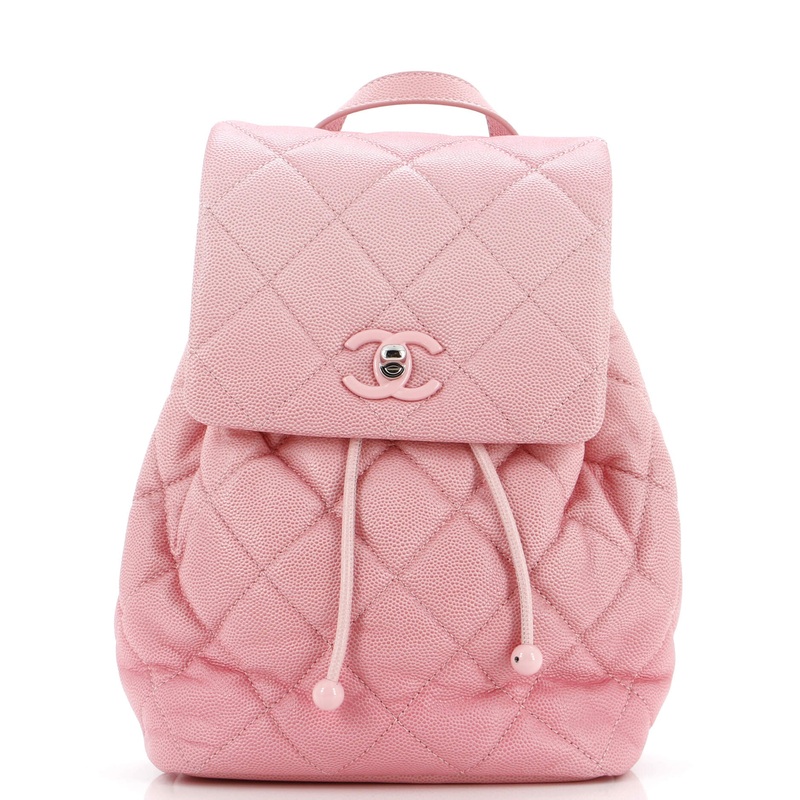 CC Flap Drawstring Backpack Quilted Ombre Caviar Mini